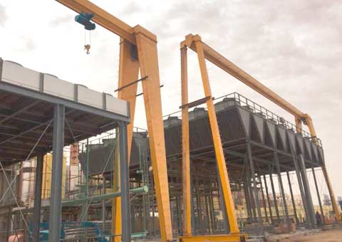 Single girder gantry crane for outdoor material handling in manufacturing industry