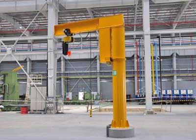 Pillar Jib Crane with Europan style electric wire rope chain hoist   - European Style of Yuantai Crane Company