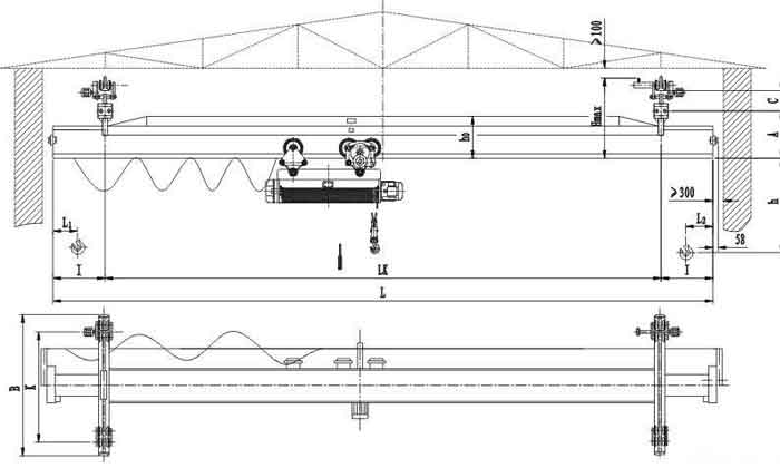 LX single girder underslung crane drawing