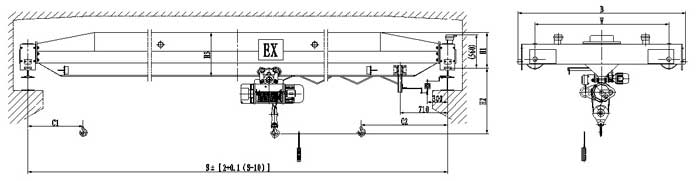 Single girder explosion proof crane drawing 