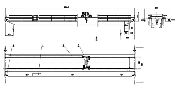 Heavy duty overhead crane with open winch 