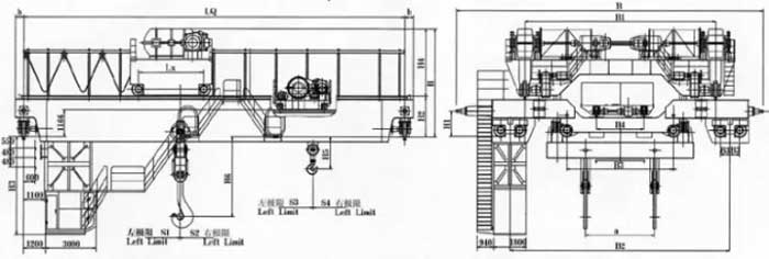 Double girder ladle crane drawing