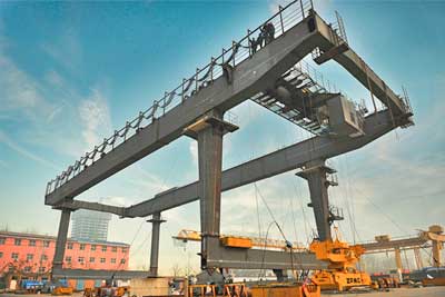 Double girder rail mounted gantry crane 