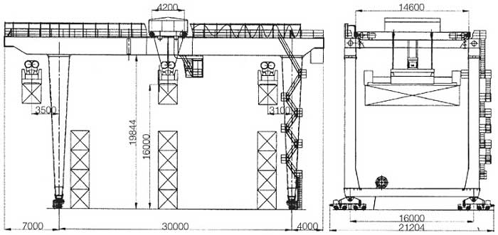 Crane drawing of rail mounted gantry crane 