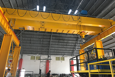 Double girder overhead crane with double rail wire rope hoist trolley 