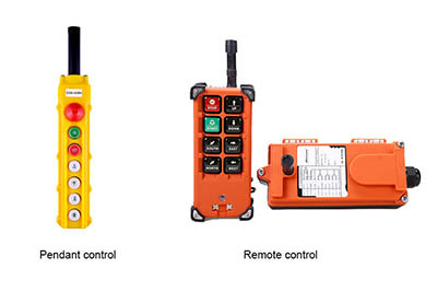 Pendant control and remote control for electric wire rope hoist