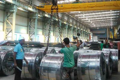 Steel coil handling crane: L leg gantry for steel coil handling in Dhaka, Bangladesh