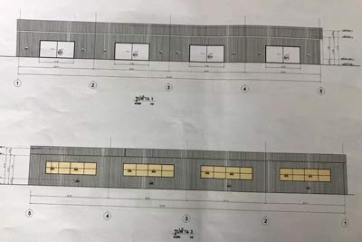 Drawing of workshops where the 5 ton overhead bridge crane will be intalled