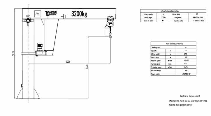 3.2 ton jib crane design drawing for Australian client 