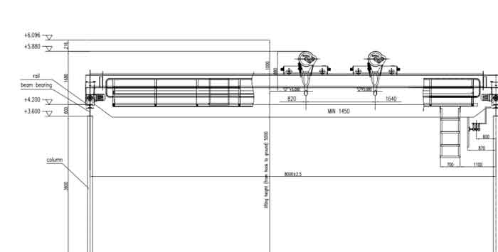 Initial 3 ton overhead crane design for the Maldives timber workshop 