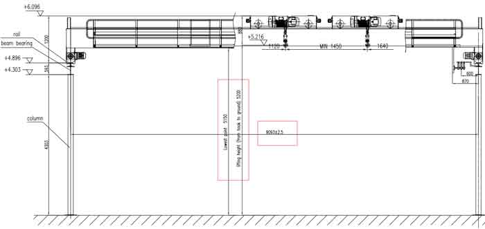 Second revision of 3 ton + 3 ton overhead crane design drawing 