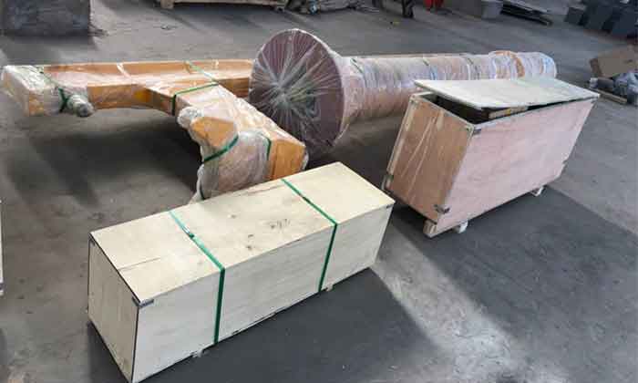 Jib crane and crane parts and components packed for delivery to Qatar