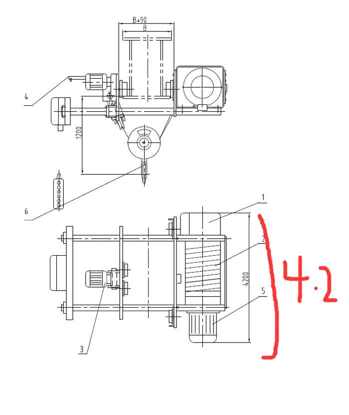 15 ton 40 m electric wire rope hoist hoist with low headroom design