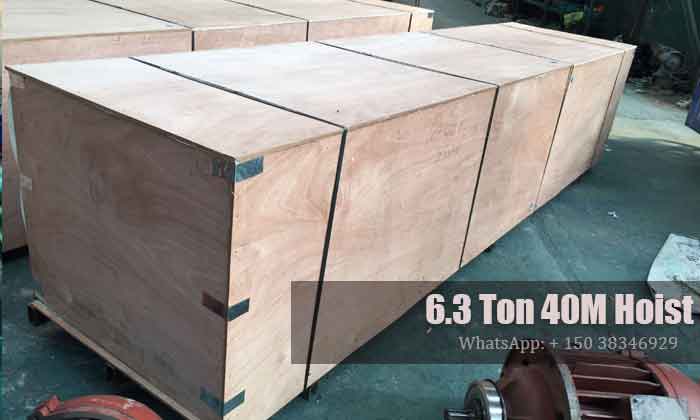 6. 3 ton wire rope hoist packed for delivery to France