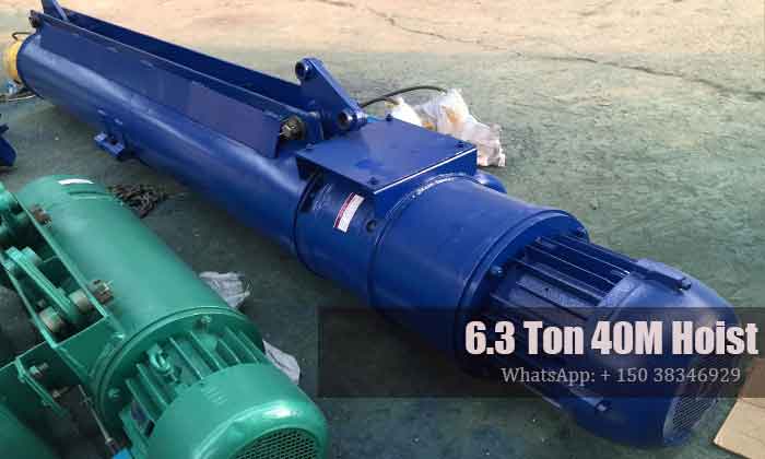 Compare the customized 40 m lifting height hoist with the standard rope hoist