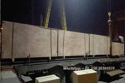 All of the main parts and components of single girder overhead cranes packed for delivery to Trinidad and Tobago