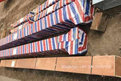 Main girder and end carriages of the single girder overhead cranes are packed for delivery to Bangladesh