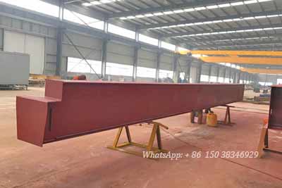 Main girders of 5 ton overhead cranes for Serbia painted with red 