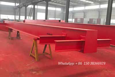 Main girder of of Serbia 10 ton gantry crane project painted with red