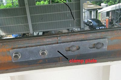 Connect the crane track or crane rail by clmap plates 