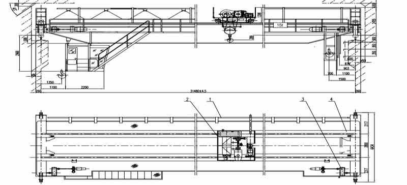 5 ton double girder overhead crane drawing 