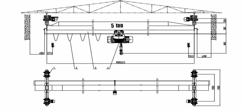  Lx type underhung  single girder overhead crane with cd/md hoist 