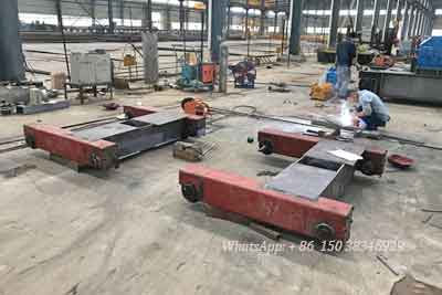 2 open winch trolley frames under construction for 7.5 ton bridge crane project in Pakistan