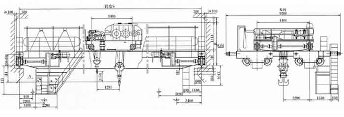 qdy type ladle overhead crane 10 ton drawing 