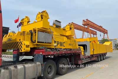 Parts and  container spreader  loaded into truck for delivery Uzbekistan