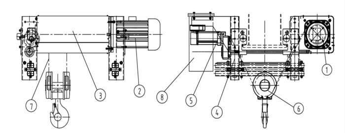 electric wire rope hoist for single girder crane 