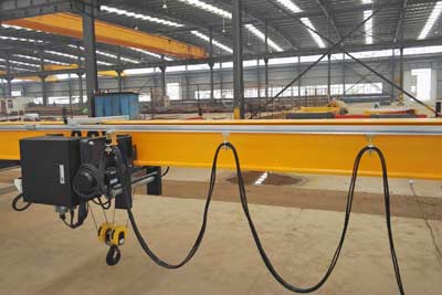 Under running single girder electric overhead crane with rope hoist 