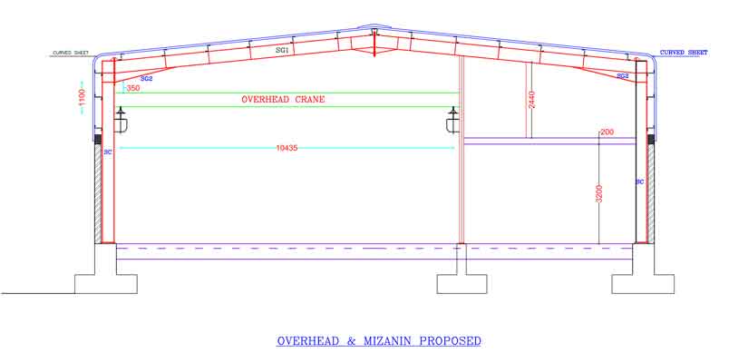 Single girder overhead crane for oman client workshop drawing 