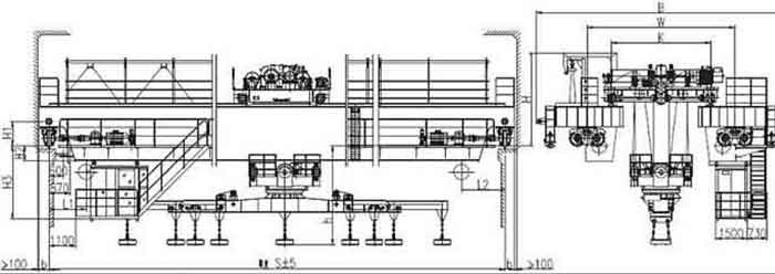 Lower rotating electromagnetic carrier-beam overhead crane