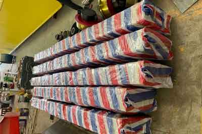 2 sets of 15 ton single girder overhea cranes for sale Paraguay, packaged ready for delivery