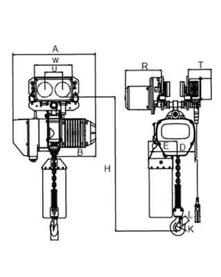 1 ton Electric Chain Hoist with Motorized Trolley  drawing