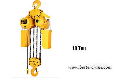 10 ton electric chain fall hoist with hook suspension design