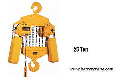 25 ton electric chain hoist with hook mounted design