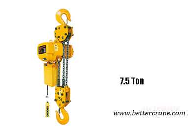 7.5 ton electric chain fall hoist with hook suspension design