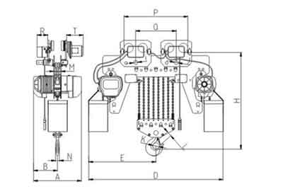   20 ton low ceiling workshop electric chain hoist drawing