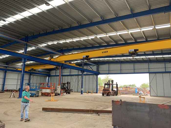 6.3 ton + 6.3 ton double hoist single gider overhead crane