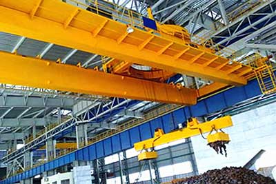 Overhead crane 25 ton with electromagentic beam spreader