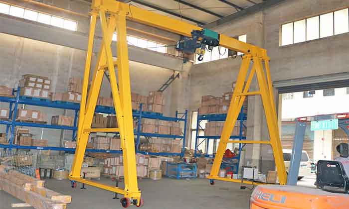 A frame gantry crane with European style wire rope hoist