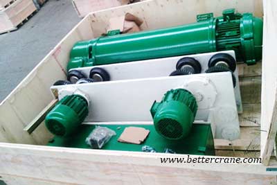 Low headroom wire rope hoist will be packed in wooden box for easy delivery 