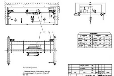 10 ton overhead crane drawing for Bangladesh textile workshops