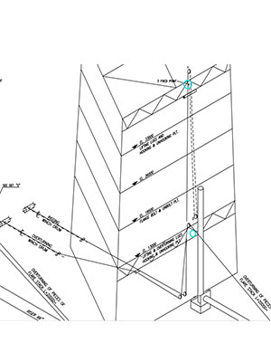 oildfield flare tower installation by electric winch drawing 