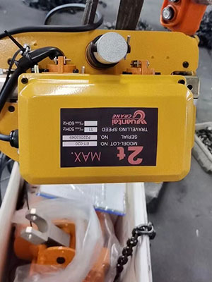 2 ton electric chain fall hoist beam travelling trolley