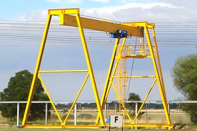 Single girder gantry crane with European style low headroom hoist