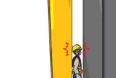 Caught in between a moving gantry crane and structure/ objects/ fixed obstruction
