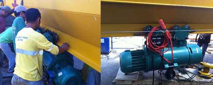 Single girder overhead crane hoist installation