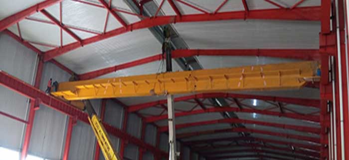 Double girder overhead crane 40 ton installation in warehouse 